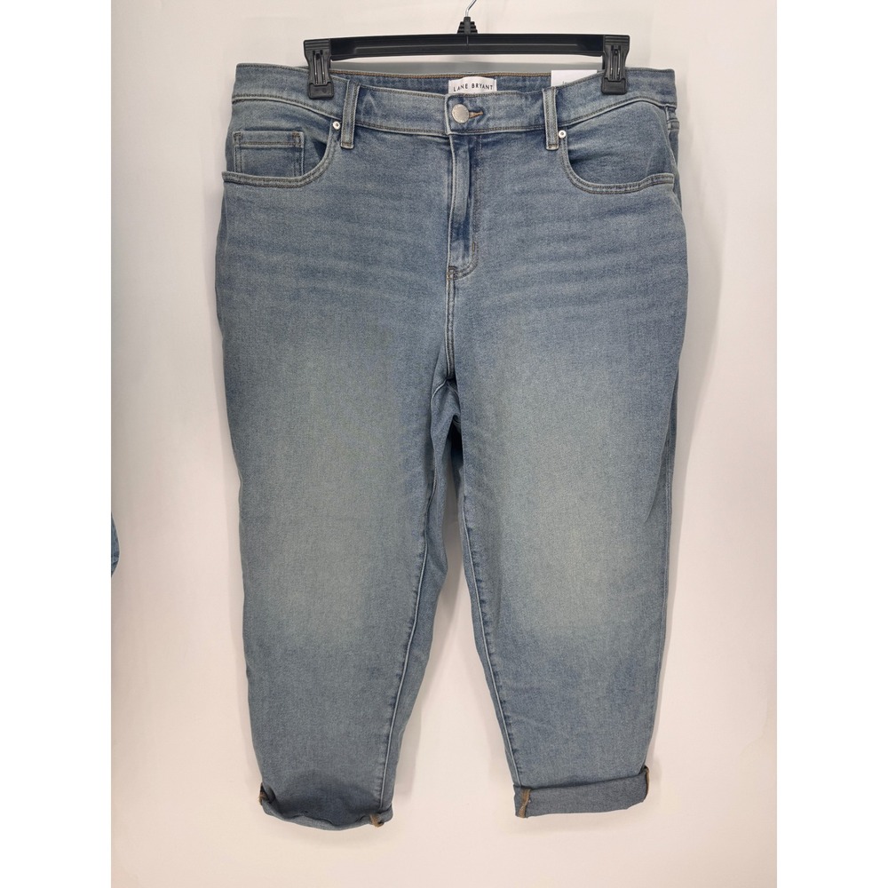 Lane Bryant Jeans Women 18 Blue NWT Boyfriend Mid-Rise Light Wash Cuffed Denim